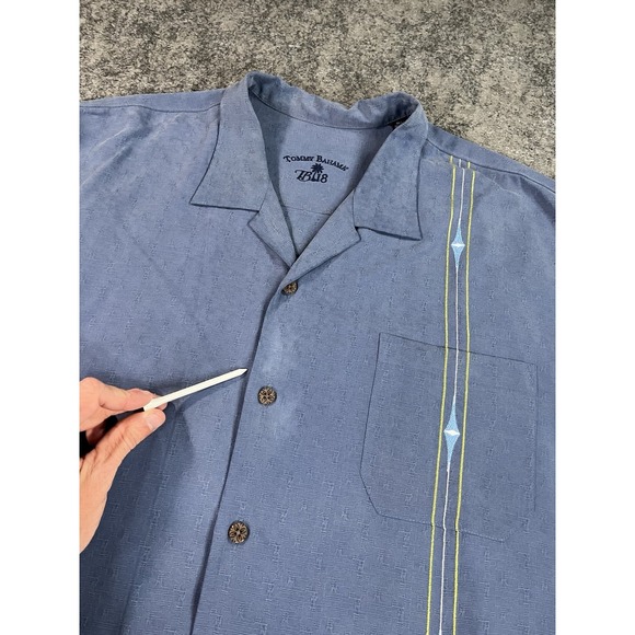 Tommy Bahama Hawaiian Shirt Mens XXL Blue 100% Silk Mulligan Mojito Camp - Picture 5 of 10